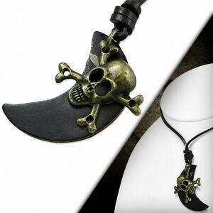 【送料無料】ジュエリー・アクセサリー ヘッドパターンペンダントレザーネックレスcollier en cuir ajustable avec pendentif en alliage fantaisie avec motif de tete