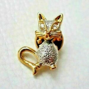 【送料無料】ジュエリー・アクセサリー ミニブローチピンゴールドシルバートーンミントブローチチャトンmini brooch pins cat kitten gold amp; silvertone luxe 2,5cm mint neuf broche chaton