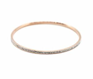 【送料無料】ジュエリー・アクセサリー ジョインファインスチールゴールドローズブレスレットストラスbc4035e bracelet jonc fin acier or rose orne de strass