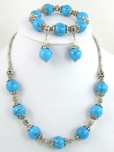 【送料無料】ジュエリー・アクセサリー ターコイズネックレスブレスレットチベットジュエリーセットun ensemble de collier turquoise, bracelet et b d, bijoux tribaux tibetains