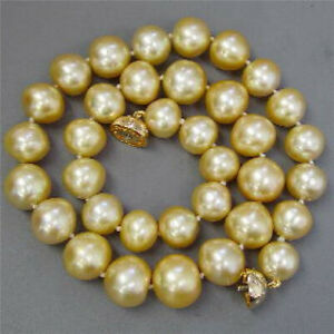 【送料無料】ジュエリー・アクセサリー ゴールデンシェルパールネックレスcollier perle coquillage dore,12mm,45cm
