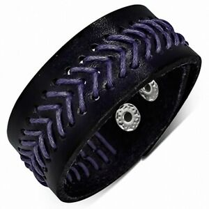 【送料無料】ジュエリー・アクセサリー コードロープアーマーレザーストラップbracelet en cuir veritable noir violet avec cordon et armure en corde