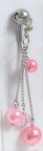 【送料無料】ジュエリー・アクセサリー ピンクダングルクリトリスフードバーゲージsurgical steel pink pearl dangle vch vertical clit clitoral hood bar 14 gauge
