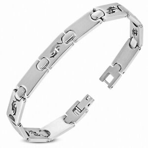 【送料無料】ジュエリー・アクセサリー ステンレススチールトライバルカップリンクブレスレットl20cm ?bracelet maillon panthere coupe tribal en acier inoxydable