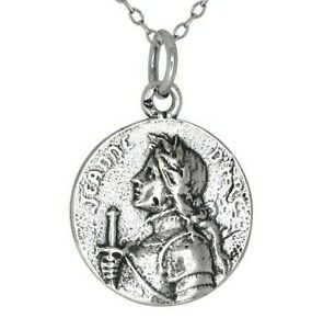 【送料無料】ジュエリー・アクセサリー スターリングシルバージャンヌダルクジョーンオブアークメダルチャームインアメリカsterling silver 925 jeanne d arc joan of arc medal charm pendant made in usa