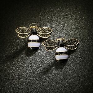 【送料無料】ジュエリー・アクセサリー イヤリングゴールデンチップスビーブラックバイオレットレトロboucles doreilles dore puces abeille insecte email noir violet retro nn5