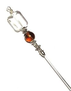 【送料無料】ジュエリー・アクセサリー インチシルバーハットブラウンブローチガラスパールハッピンボボsix pouce argent chapeau broche marron amp; verre transparent perle hatpin bobo
