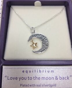 【貨物輸送無料】宝飾品・添え物 バックゴールドペンダントシルバーメッキequilibrium love you pour la lune amp; arriere pendentif or plaque argent cadeau