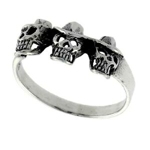 【送料無料】ジュエリー・アクセサリー シルバースターリングトリプルスカルリングハットargent sterling triple cranes avec chapeaux bague