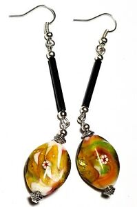 【送料無料】ジュエリー・アクセサリー ミレフィオーリガラスチューブペンダントlong colore argent oreilles millefiori verre perles amp; tubes goutte pendantes