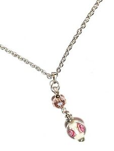 【貨物輸送無料】宝飾品・付属物 シルバーピンクチェーンホワイトクラストクリスタルグラスパールネックレス457珊 argent chaine rose amp; blanc incruste amp; verre cristal perle collier