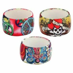 【貨物輸送無料】宝飾品・添え物 ファンキーレトロデスヘッドタトゥーブレスレットfunky retro tete de mort tatouage effet resine bracelet  3 couleurs