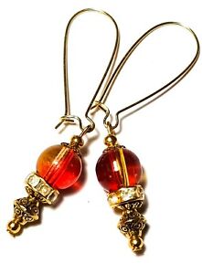 【貨物輸送無料】宝飾品・付属物 パールガラスドロップペンダントヴィンテージシックボヘミアンtres longue rouge or oreilles verre perle goutte pendantes vintage chic bohemien
