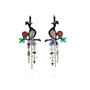 【送料無料】ジュエリー・アクセサリー ジュエリーピーコックイヤリングブラックlol bijoux boucles doreilles paon sur sa branche oiseau noir 18,980円