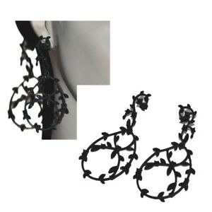 【送料無料】ジュエリー・アクセサリー イヤリングファンシーブラックメタルラインストーンイヤリングgrandes boucles doreilles fantaisies metal noir et strass bijou earring｜hokushin