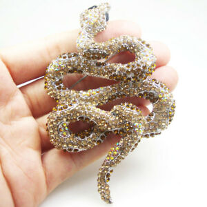 【送料無料】ジュエリー・アクセサリー ブローチピンブラウンオーストリアクリスタルラインストーンゴージャスヘビ gorgeous snake animal pendant brooch pin brown austria crystal rhinestone｜hokushin