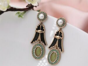 【送料無料】ジュエリー・アクセサリー ゴールデンイヤリングロングパールアールデコグリーンブラックトーテムboucles doreilles dore long perle art deco vert noir totem aa5 18,980円