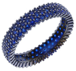 【送料無料】ジュエリー・アクセサリー スターリングシルバーリングサファイアストーンズ925 sterling silver 3 row eternity ring with sapphire stones