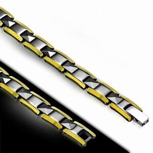 【送料無料】ジュエリー・アクセサリー パンサーリンクブレスレットゴールドブラックセラミックエッジl17cm w7mm ?bracelet lien de panthere magnetique bord noir dore ceramique