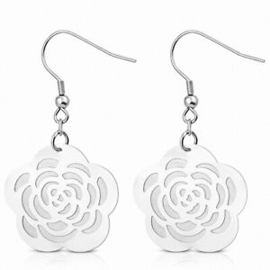 【送料無料】ジュエリー・アクセサリー ピンクディスクステンレスイヤリングboucles doreilles a crochet long en acier inoxydable avec disque de fleur rose