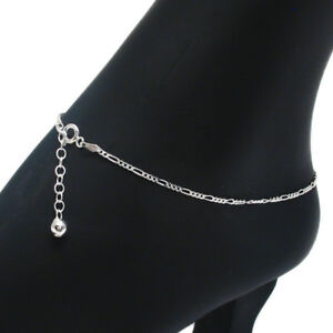 【送料無料】ジュエリー・アクセサリー スターリングシルバーフィガロリンクアンクルブレスレット925 sterling silver 910 adjustable figaro link ankle bracelet anklet