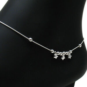 【送料無料】ジュエリー・アクセサリー スターリングシルバービーズスターブレスレットsterling silver 910 adjustable bead amp; stars ankle bracelet anklet jd047