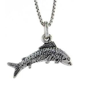 【送料無料】ジュエリー・アクセサリー シルバースターリングトラウトペンダントブレロックインチイタリアンチェーンボックスargent sterling truite 3d pendentif breloque, 18 italien boite chaine