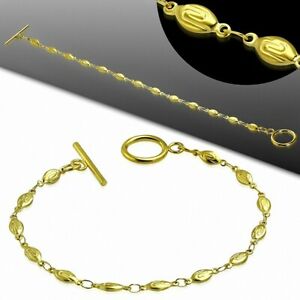 【送料無料】ジュエリー・アクセサリー ギリシャロッキングブレスレットギリシャステンレスチェーンbracelet a bascule a maillons grecs avec chaine grecque en acier inoxydable dore