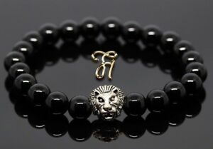 【送料無料】ジュエリー・アクセサリー オニエクストブリリアントシルバーライオンヘッドパールブレスレットonyx brillant argente tete de lion bracelet de perles 8mm
