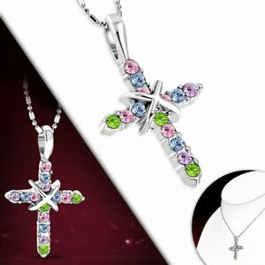 【送料無料】ジュエリー・アクセサリー チェーンカラフルファンシークリスタルネックレスcollier fantaisie en alliage cristal avec chaine et breloques colorees cz