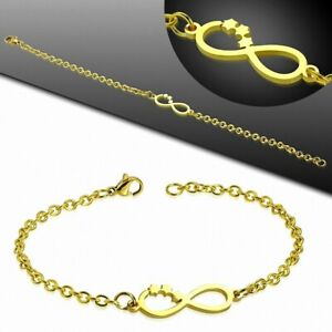 【送料無料】ジュエリー・アクセサリー ステンレスシンボルチェーンブレスレットbracelet chaine maillons symbole infini en acier inoxydable dore