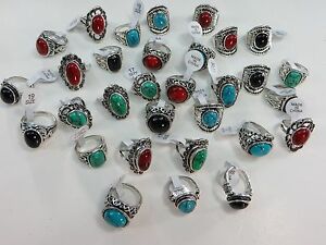 【送料無料】ジュエリー・アクセサリー ヴィンテージターコイズストーンコスチュームジュエリーリング10pc vintage inspired turquoise stone costume jewelry rings