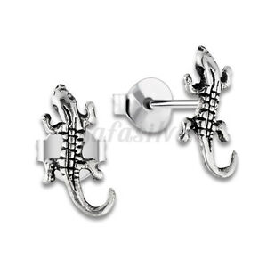 【送料無料】ジュエリー・アクセサリー トカゲスタッドスターリングシルバーoxidized lizard ear stud 925 sterling silver 1prs