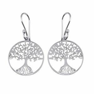 【送料無料】ジュエリー・アクセサリー シルバースターリングライフツリーフラットラウンドイヤリングargent sterling arbre de vie plat rond boucles doreilles