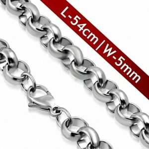 【送料無料】ジュエリー・アクセサリー クランプステンレスロロリンクチェーン54cm x 5mm ?chaine a maillons rolo en acier inoxydable avec fermoir a pince de