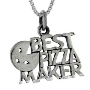 【送料無料】ジュエリー・アクセサリー シルバースターリングベストピザペンダントペンダントargent sterling meilleur pizza fabrication mot pendentif pendentif,18