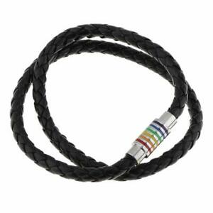 【送料無料】ジュエリー・アクセサリー ブレスレットブレスレットレザークラスピングスチールレズビアンプライドcollier bracelet femme cuir fermoir acier magnetique lesbienne pride lgbt 45cm