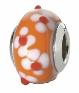 【送料無料】ジュエリー・アクセサリー ビーズオレンジグラスボールシルバーcem beads boule de verre orange 925 argent cd726