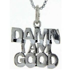 【送料無料】ジュエリー・アクセサリー シルバースターリングダムアイペンダントブレロックイタリアチェーンargent sterling damn i am bonne mot pendentif breloque,18 italien chaine
