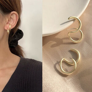 【送料無料】ジュエリー・アクセサリー ゴールドメッキイヤリングクレオールスパイラルリングシンプルライトンboucles doreilles plaque or 14k creole 2 anneau spirale simple laiton dd18
