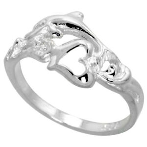 【送料無料】ジュエリー・アクセサリー シルバースターリングトップポリドルフィンハートカップアウトリングargent sterling haut poli dauphin w coeur coupe out bague