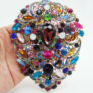 【送料無料】ジュエリー・アクセサリー ブローチピンマルチカラーラインストーンクリスタルフラワードロップ492 huge flower drop pendant brooch pin multicolor rhinestone crystal
