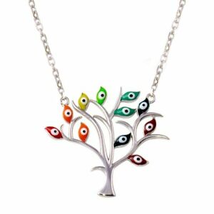 【送料無料】ジュエリー・アクセサリー シルバースターリングネックレスバッドアイツリーオブライフペンダントargent sterling collier w mauvais oeil pendentif arbre de vie