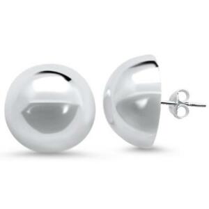 【送料無料】ジュエリー・アクセサリー プレーンハーフボールドームスタッドスターリングシルバーイヤリング18mm plain half ball dome stud 925 sterling silver earrings