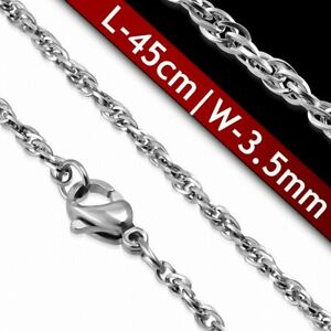 【送料無料】ジュエリー・アクセサリー ステンレス45cm 35mm ?chaine elliptique a maillons en acier inoxydable avec fermoir a pin