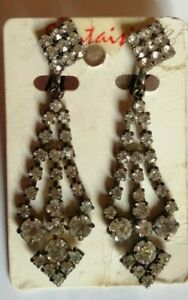 【送料無料】ジュエリー・アクセサリー ヴィンテージクリップシルバーラインイヤリングvintage clip boucles doreilles strass couleur argent|hokushin