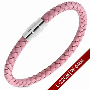 【送料無料】ジュエリー・アクセサリー ピンクbracelet en cuir rose tresse et fermeture magnetique 22 cm x 6 mm