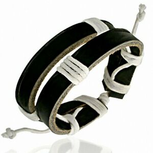 【送料無料】ジュエリー・アクセサリー レザーブレスレットbracelet ajustable en cuir avec deux cordes