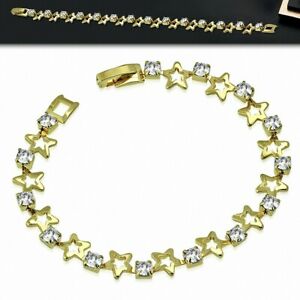 【送料無料】ジュエリー・アクセサリー ファッショナブルスターチェーンリンクブレスレットbracelet chaine a maillons etoiles en cuivre dore a la mode avec cz transparent