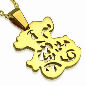 【送料無料】ジュエリー・アクセサリー ステンレスクマペンダントpendentif ourson tribal en acier inoxydable dore
